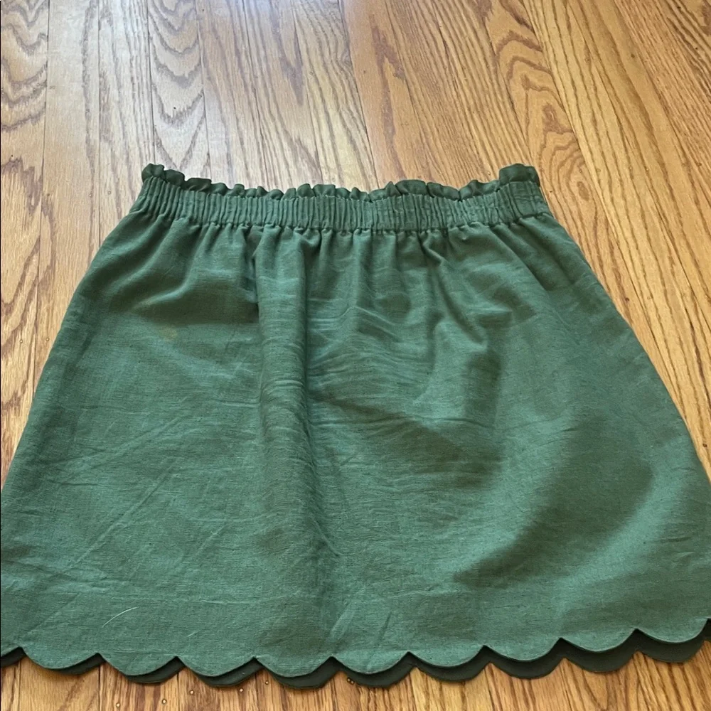 J.Crew Scalloped Hem Elastic Waist Skirt – Green – Size 8 - Picture 6 of 7